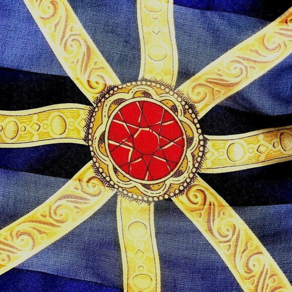 Vintage Scarf Ellen Tracy 80s Red Gold Chains 34 x 35 - Picture 3 of 8